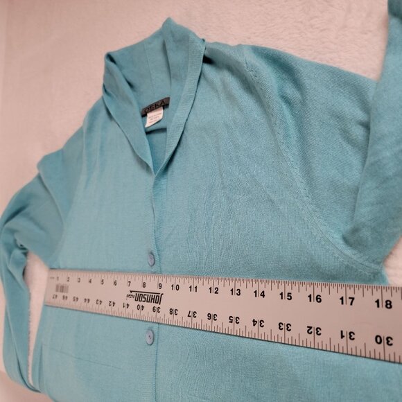 Oska Womens Button-Up Cardigan Sweater Size 1 Turquoise Silk Cashmere Blend - Picture 6 of 8
